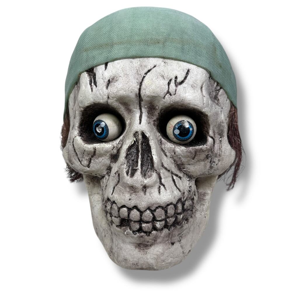 Vintage Styrofoam Pirate Skeleton Head Skull Prop Halloween Spooky Bulging‎ Eye